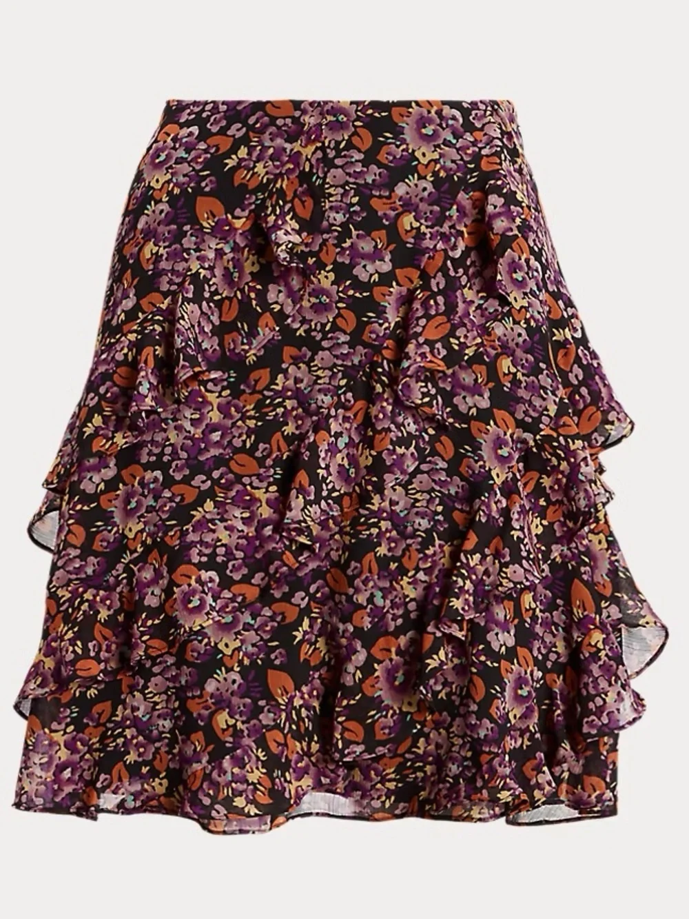 NEW LAUREN Ralph Lauren Floral Ruffle Trim Tiered Georgette Skirt Women’s Size 0